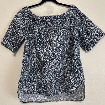 MICHAEL Michael Kors Leaf Print Off-Shoulder Blouse XL Loose Fit