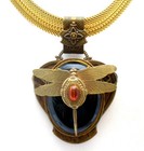 Vintage Patrice Black Orange Glass Dragonfly Pendant Necklace Statement 17" Long