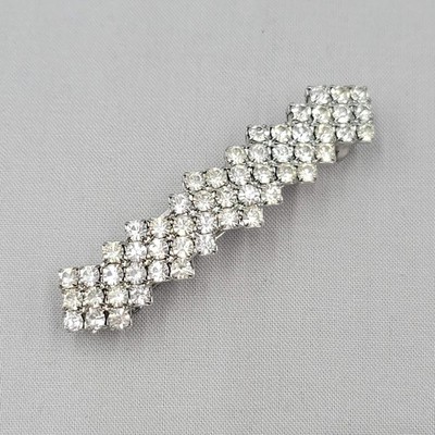Vintage French MADE IN FRANCE Clear Glass Rhinestone Hair Barrette 3''