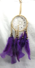 Native American Made Dream Catcher, 4" Purple Amethyst DreamCatcher, COA  #DC4-4