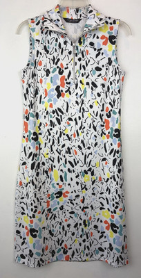 Tango Mango Shirt Dress Women Small Smooth Stretch  1/2 Zip Sleeveless Geometric