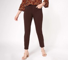 Susan Graver Premium Stretch Ava Slim Ankle Pants-Chocolate-Petite 2X A605785