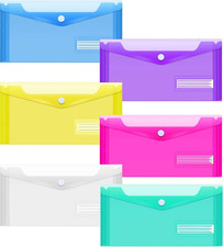 24 Pack Plastic Pencil Pouch, Clear Poly Envelopes File Bill Bag, A6 Plastic P