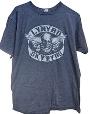 Lynyrd Skynyrd Size Large Skull T-Shirt Gray Southern Rock Retro