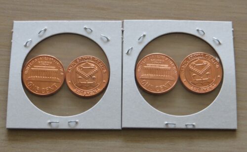 1987, 1987d mint Lincoln Memorial Pennies 9P1,2 with P &D Mint Tokens - Picture 4 of 4