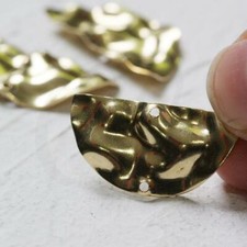 8 Pieces Raw Brass Waved Charm-Half Circle with 2 Holes-5.2x29mm CW-4191