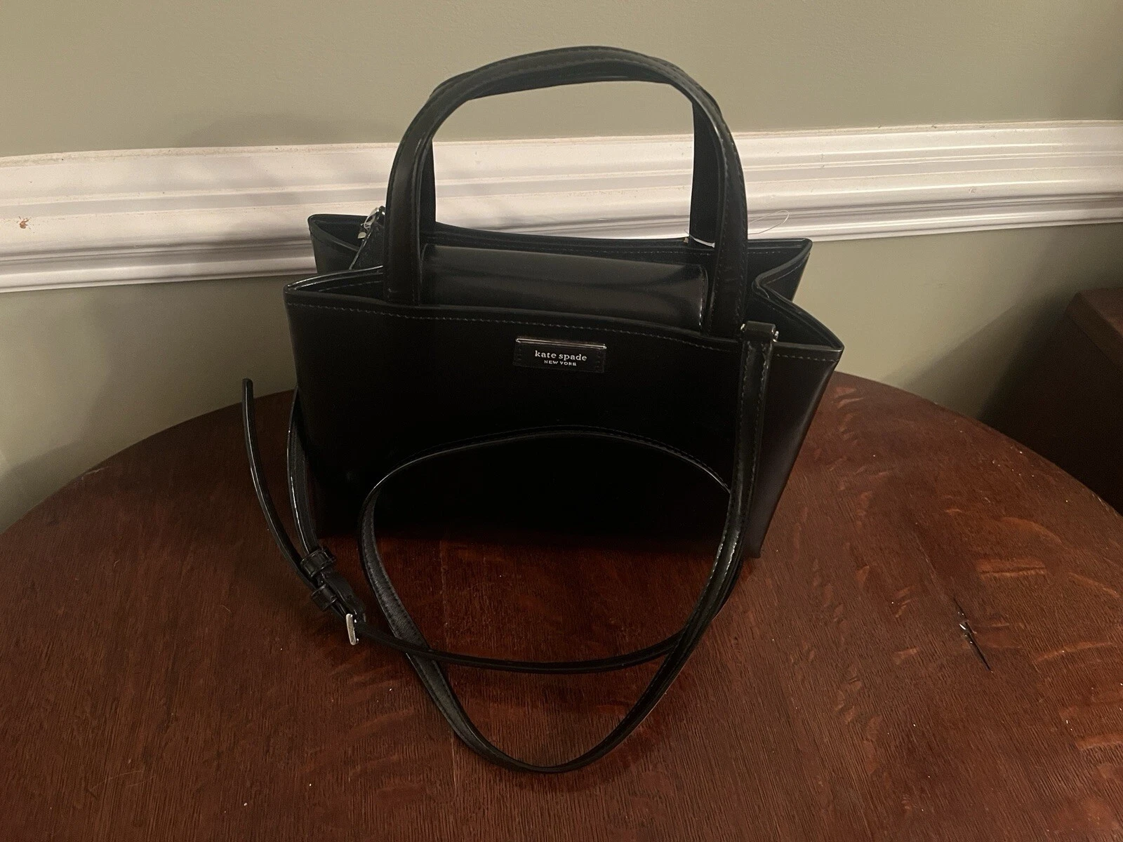 Borsa magnetica a tracolla Kate Spade in pelle nera piccola icona Sam NUOVA