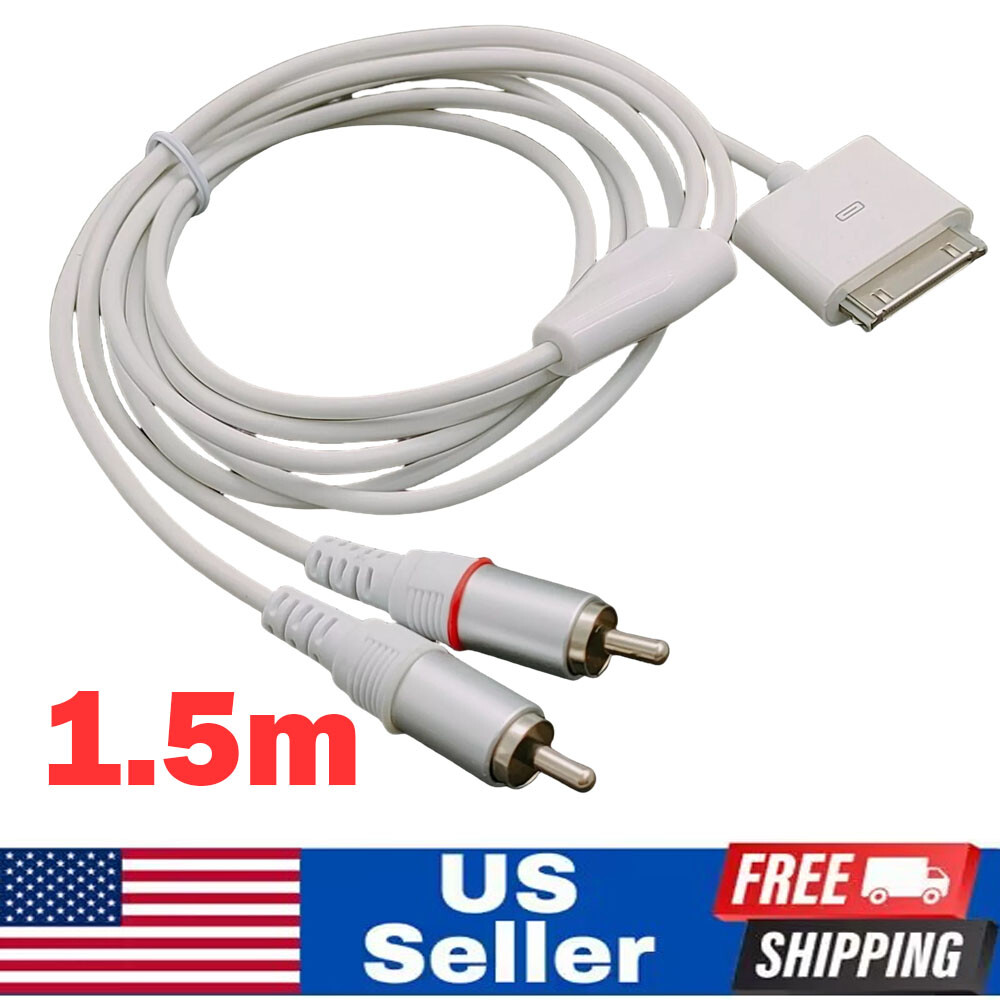 For iPod 30pin Dock Connector to 2RCA Audio cable 1.5meter 5ft US