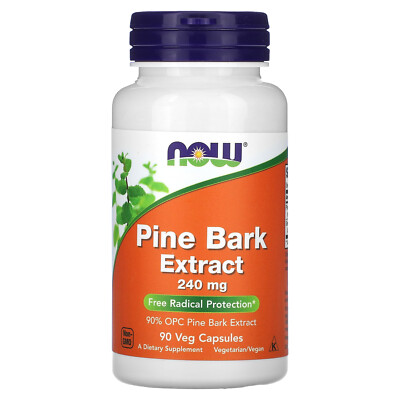 Now Foods Pine Bark Extract 240 mg 90 Veg Capsules GMP Quality Assured, Vegan,