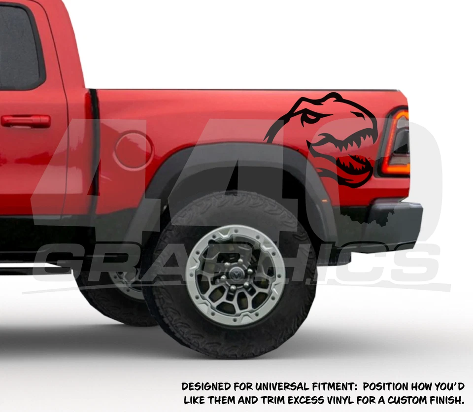 PAIR of T-Rex Head Vinyl Decal Car Truck TRX Ram Stickers for Cars Trucks - Image 3 of 3
