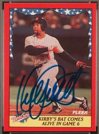 1988 Fleer Kirby Puckett HOF Signed 1987 WS Baseball Card PSA 7 DNA Certified 8 - Image 3 of 3