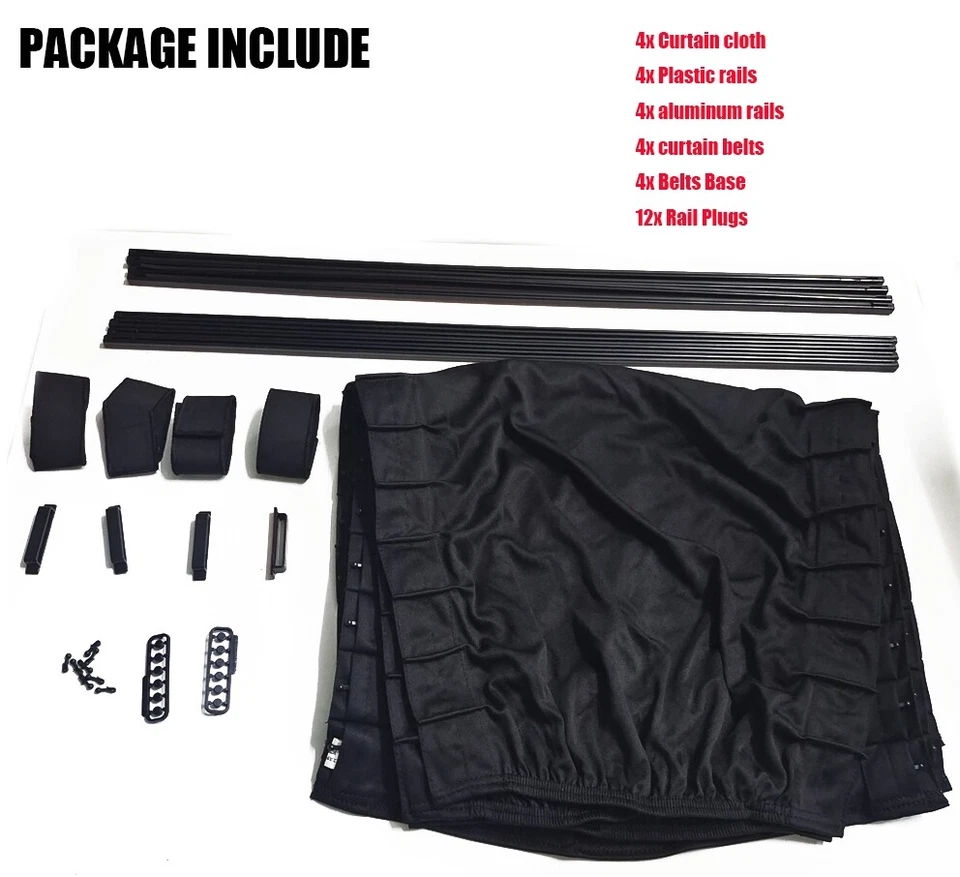 4Pcs Car Side Window Sunshade Curtains Sun Visor Blinds Cover Adjustable 70*47cm - Image 3 of 4