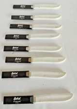 Quikut Stainless Steel Paring Knife White Handle Lot Of 8 NOS w/ Sheath