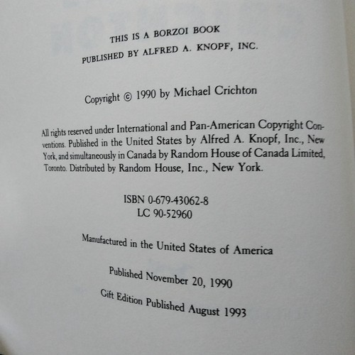 Jurassic Park SIGNED Michael Crichton 1993 Gift Edition HC/DJ Photos Thriller - Picture 11 of 12