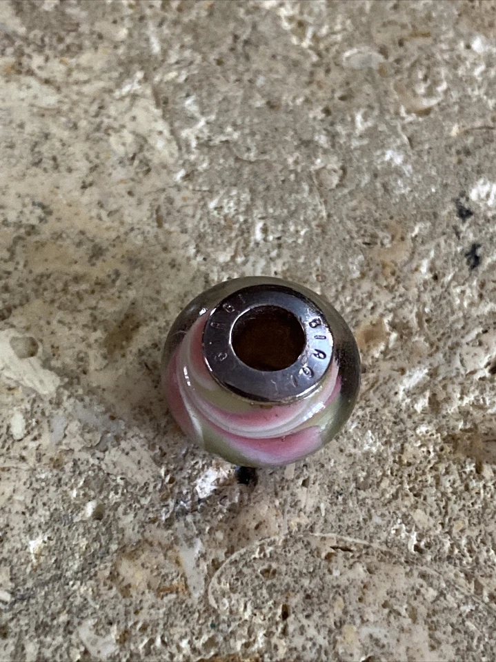 Biagi Sterling Pink Floral Murano Glass Bead Charm #2688 - Image 4 of 4