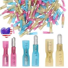 100/200pcs Heat Shrink Bullet Female Male Wire Connector Crimp Terminals 10-22Ga