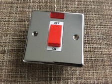 Decorative 45A Cooker Switch kitchen isolator polished chrome white inserts⭐️