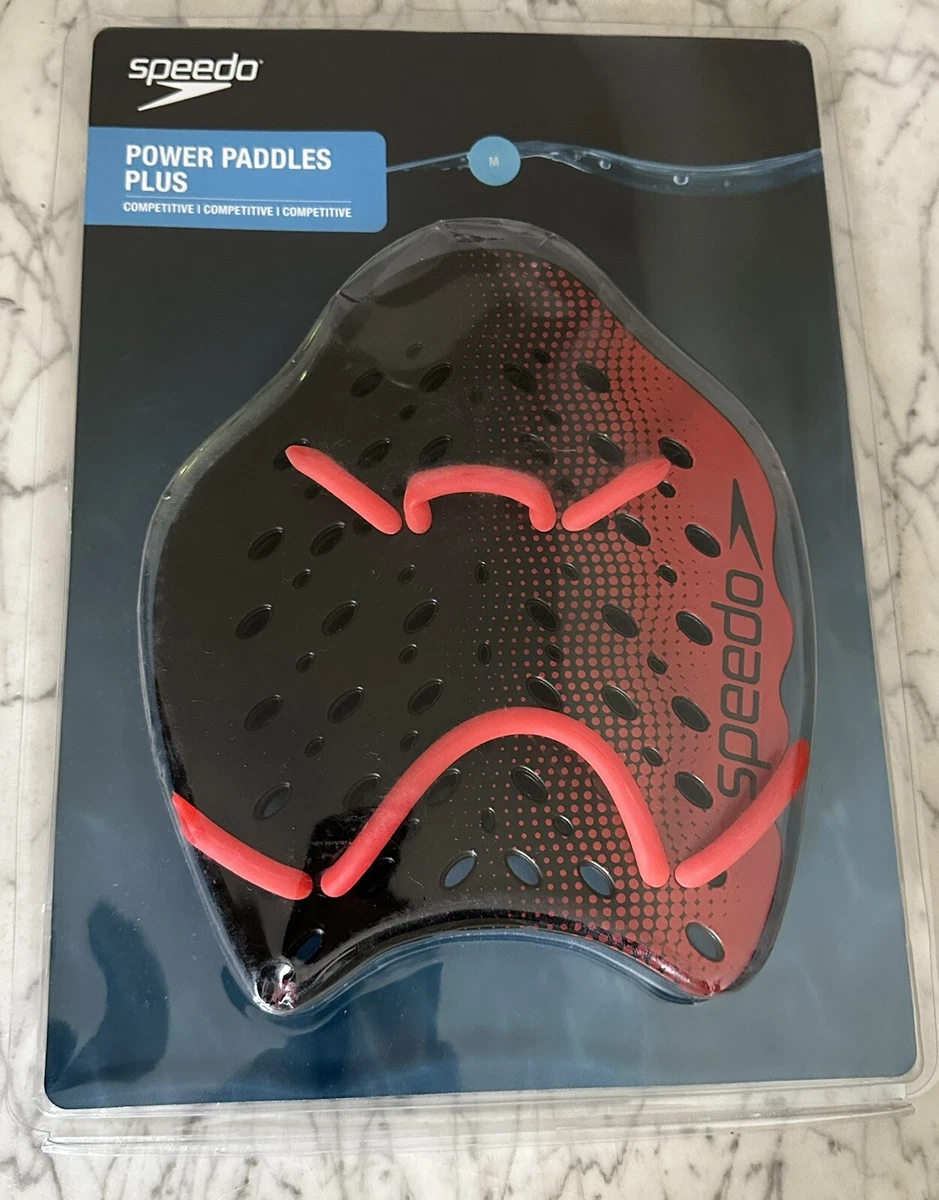 NEW Speedo Power Paddles Plus Medium Competitive Swim Training (Red &  Black)