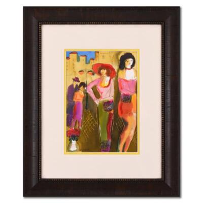 Moshe Leider, Framed Original Mixed Media Watercolor Painting, Hand Signed