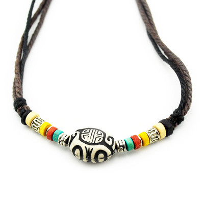 TIBET KETTE SERIE 1 ! Leder Halskette Leather Necklace Kette Surfer Surferkette