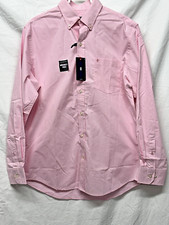 NWT Izod Advantage Performance Pink White Long Sleeve Button Down Shirt