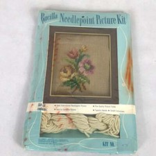 Vintage Bucilla Needlepoint Floral Picture Kit Sealed