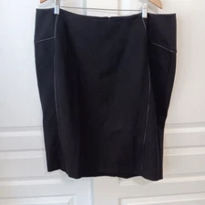 6th & Lane Women's Plus Black Pencil Skirt Faux Leather Detail Size 22