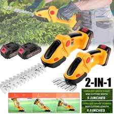 2 in 1 Hedge Trimmer Cordless Grass Shear Handheld Grass Trimmer with 2 Battery