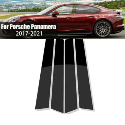 Fit For Porsche Panamera 2017-2021 Glossy Black Pillar Posts Door Window Cover