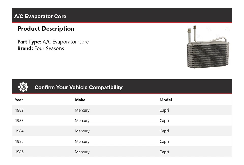 Para 1982-1986 Mercury Capri A/C evaporador núcleo 4 estações 1983 1984 1985 - Imagem 2 de 4