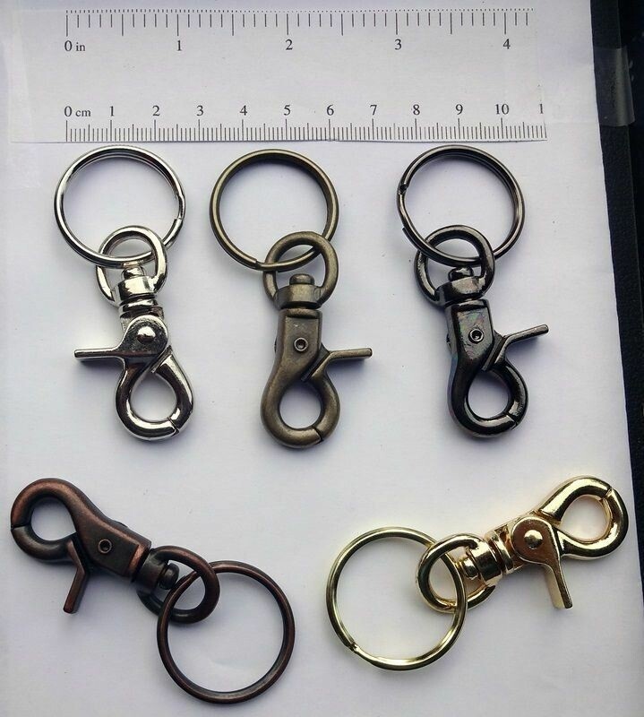 2 Sturdy Lobster Scissor Clasp Claw + Key Ring SILVER Metal Crafts Purses Belts