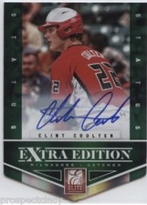 Clint Coulter 2012 Panini Elite Emerald Die-Cut Status /25 Auto - Brewers #1 OF