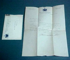 Antique 1917 (WWI) Maryland Govenor Emerson Harrington (Cambridge) Signed Letter