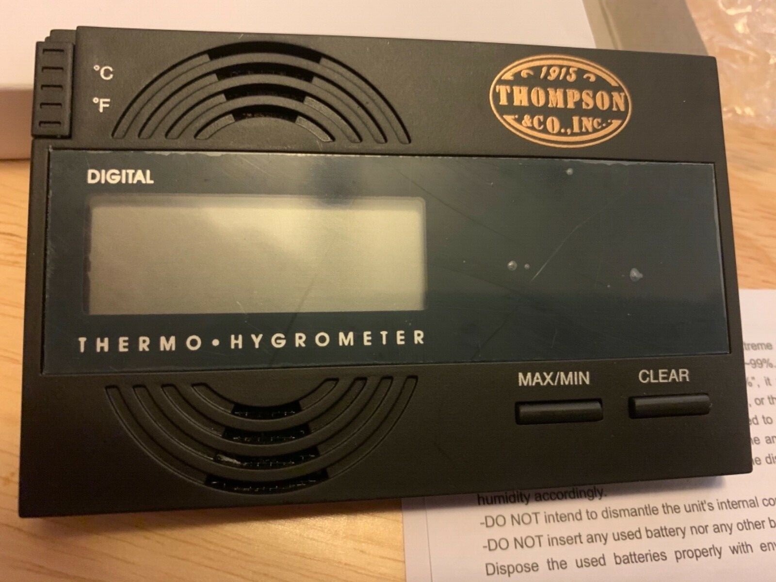Digital Hygrometer Humidor Humidity Meter Thermometer Thompson Cigar