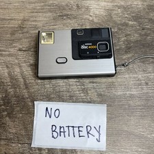 Vintage Kodak Disc 4000 Film Camera Silver  Black Built-in Flash Point  Shoot