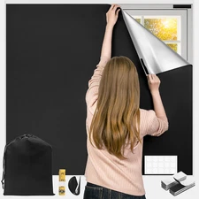 100% Black Out Window Cover 118" X 57" No Drill Window Blinds & Shades Portab...