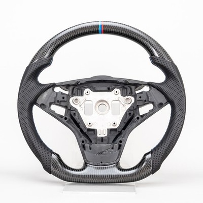 For 2006-10 BMW 540i M5 M6 E60 E61 E62 E63 Real Carbon Fiber Steering Wheel Flat