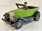 VINTAGE 4 INCH TONKA SHEET METAL LIME GREEN JALOPY CAR WITH ADDED METAL DRIVER