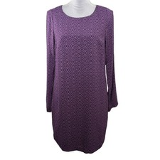 Prana Cece Dress Small Purple Print Long Sleeve Boho Shift Tunic Mini Dress