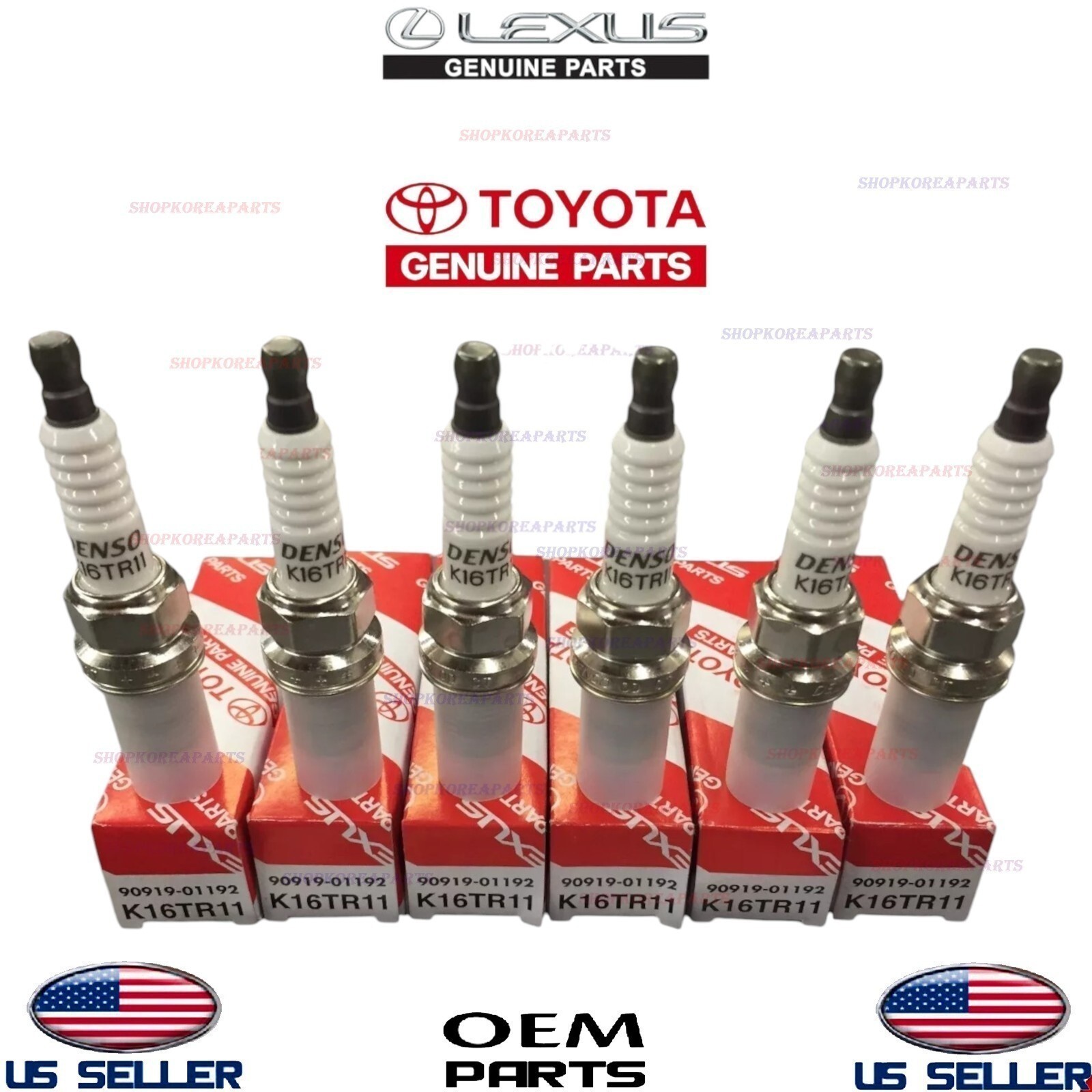 6pcs Genuine OEM Spark Plug 1995-2005 Toyota 4Runner Tacoma T100 Tundra 3.4L V6