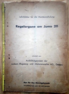 Orig. Junkers Lehrblätter für die Monteurschulung Regelorgane am Jumo 211