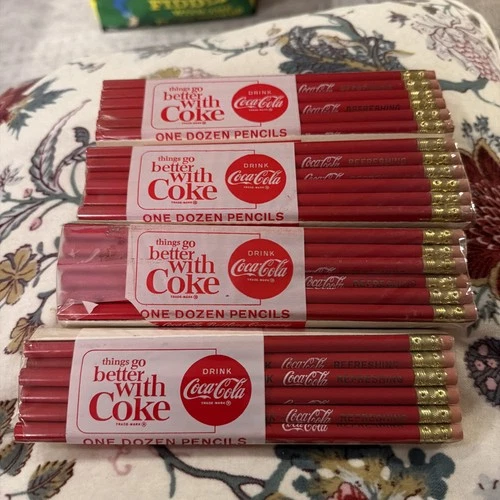 Vintage Coca-Cola Pencils One Dozen “Things Go Better With Coke” Red New Sealed