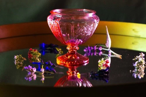 Antique Victorian Pink Depression Candy Jar w/ lid. Elegant Collectible Storage