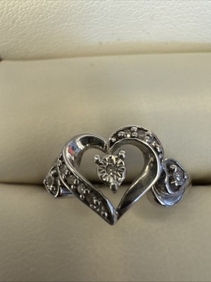 925 Sterling Silver Heart Diamond Promise  Ring Size 6 -Jared s