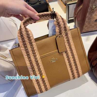 NWT Coach Smith Tote Bag 24 CBG91 Straw Leather Honey Brown Multi