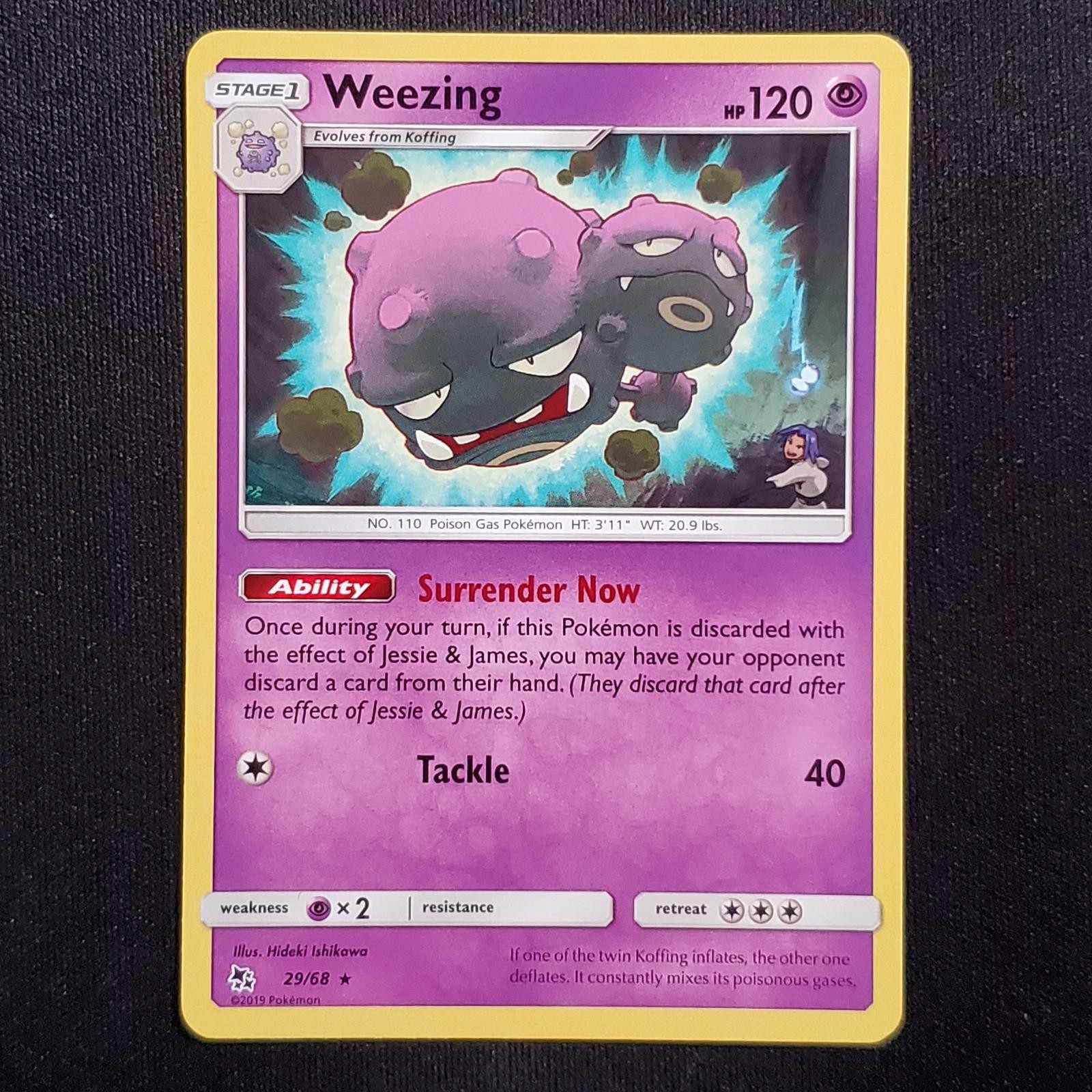 Weezing 29/68 Rare Hidden Fates Pokemon Moderately Played