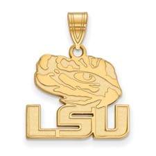 14k Gold LogoArt Louisiana State University L-S-U Tiger Eye Medium Pendant