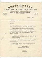 Longines Wittnauer Letterhead Leading Makers of Fine Watches 1937 Gold Awards