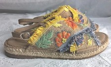 Sam Edelman Girls 2 Tan Summer Floral Boho Sandals Resortwear Beach Vacation