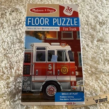 Melissa & Doug Fire Truck Floor Puzzle, 36 Pieces, 34in X 22.7in, Ages 3+